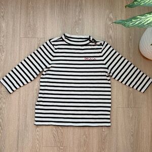 Talbots Black and White Striped Long Sleeve Tee